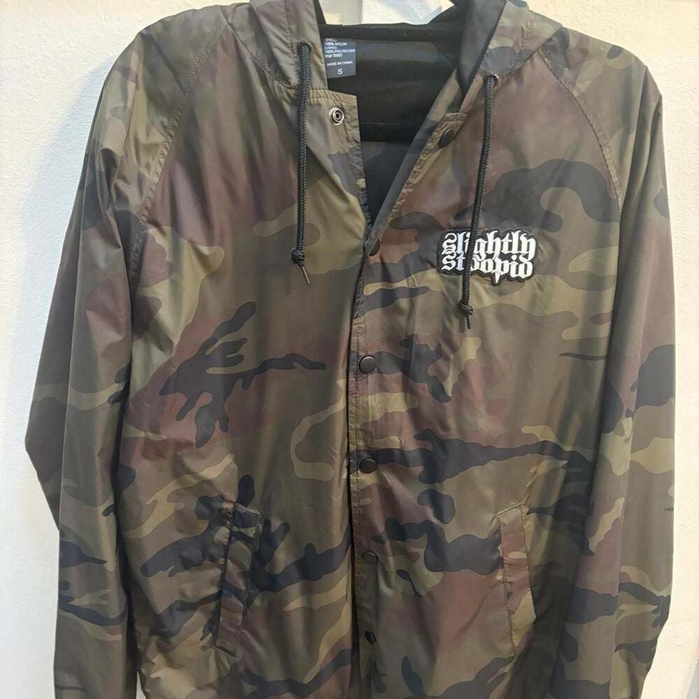 Slightly Stoopid Camo Hooded Windbreaker Jacket - Men's Small - Rare Band Merch